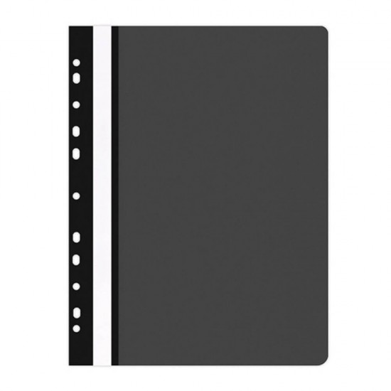 Dosare din Plastic cu Sina si Multiperforatii, 25 Buc/Set, 225x305 mm, Capacitate de 200 Coli, Culoare Neagra, Dosare din Plastic OFFICE Products, Dosar din Plastic pentru Documente, Dosar cu Sina Si Multiperforatii