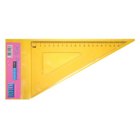 Echer Rio, 21 cm, 30/60, Plastic, Incolor, Echer Plastic Transparent, Echer Geometrie, Echer Unghi 30, Echer Unghi 60, Echere, Echere Geometrie, Instrumente Geometrie, Echer Plastic