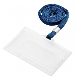 Set 50 Ecusoane D.Rect, 83x50 mm, Snur Albastru, Plastic Transparent