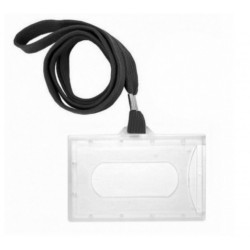 Set 50 Ecusoane D.Rect, 83x50 mm, Snur Negru, Plastic Transparent