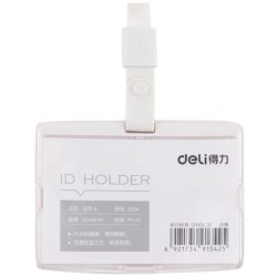 Ecuson Orizontal Rigid pentru Carduri Deli, 85x54 mm, Alb, Capsa si Snur, Ecuson Carduri, Ecuson Legitimatie, Ecusoane Orizontale, Ecusoane Carduri, Ecusoane Legitimatie, Ecuson Alb, Ecuson cu Snur, Ecuson cu Capsa, Ecusoane Albe, Ecusoane pentru Carduri