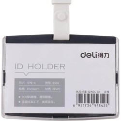 Ecuson Orizontal Rigid pentru Carduri Deli, 85x54 mm, Negru, Capsa si Snur, Ecuson Carduri, Ecuson Legitimatie, Ecusoane Orizontale, Ecusoane Carduri, Ecusoane Legitimatie, Ecuson Alb, Ecuson cu Snur, Ecuson cu Capsa, Ecusoane Albe
