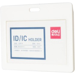 Ecuson Orizontal Rigid pentru Carduri Deli, 90x54 mm, Alb, Deschidere Spate, Ecuson Carduri, Ecuson Legitimatie, Ecusoane Orizontale, Ecusoane Carduri, Ecusoane Legitimatie, Ecuson Alb, Ecusoane Albe, Ecusoane pentru Carduri, Ecuson pentru Carduri