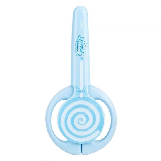 Foarfeca Scolara cu Protectie Deli Lollypop, 13.5 cm, Albastru, Foarfeca cu Protectie pentru Scoala, Foarfeca Scolara Albastra, Foarfeca pentru Copii, Foarfeca Albastra pentru Copii, Foarfeca cu Varf Rotunjit, Foarfeca pentru Scoala