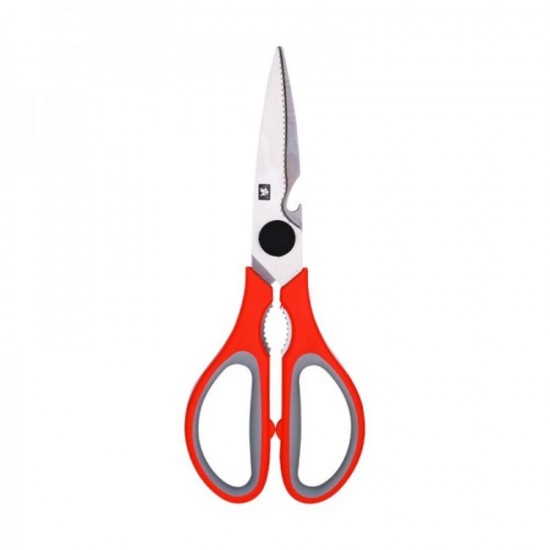 Foarfeca Multifunctionala Bucatarie cu Grip Deli, 21 cm, Rosie, Foarfeca Multifunctionala, Foarfeca Multifunctionala pentru Bucatarie, Foarfeca Multifunctionala pentru Bucatarie cu Grip, Foarfeca Multifunctionala din Material Inoxidabil
