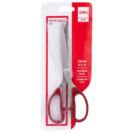 Foarfeca de Birou Deli, 21 cm, Rosu, Material Otel Inoxidabil, Foarfece, Foarfece Scoala, Foarfeca, Foarfece pentru Casa, Foarfeca Universala, Foarfeca de Birou, Foarfeca pentru Hartie si Carton