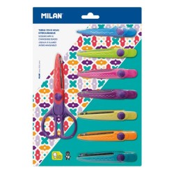 Foarfeca MILAN, cu 8 Profile, 15.5 cm, Lama Otel Inoxidabil, cu 8 Lame Interschimbabile, Foarfece Lucru Manual, Foarfece MILAN Scrapbooking, Foarfece MILAN pentru Craft, Foarfeca Universala, Foarfeca de Birou, Foarfeca pentru Hartie si Carton