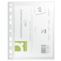 Set 100 Folii de Protectie A5, Tip Coaja Portocala, 50 MIC, Folie Protectie pentru Documente Q-CONNECT, Folii din Plastic pentru Documente, Folie Transparenta pentru Acte, Folii Tip Coaja de Portocala