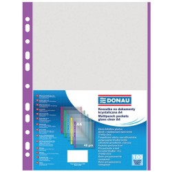 Set 100 Folii de Protectie A4 Verticale, Tip Coaja Portocala, Margine Mov, 40 MIC, Folii Protectie Documente, Folie pentru Protectie Documente DONAU, Folii din Plastic pentru Documente, Folii Transparente cu Margine Color