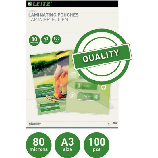 Folii Laminare Leitz, A3, Top 100 Coli, 80 Microni, Folie Laminare, Folie pentru Laminare, Folii pentru Laminare, Set Folii Laminare, Folii A3 Laminare, Folie pentru Laminat, Folii pentru Laminat, Folie de Laminare, Folii de Laminare
