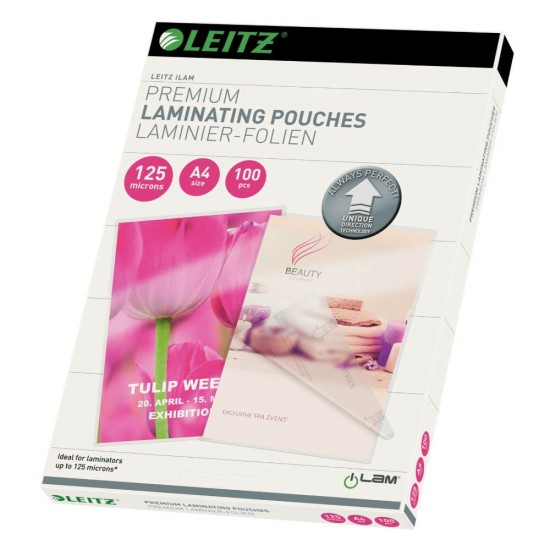 Set 100 Folii A4 de Laminare la Cald Leitz UDT, 125 Microni, Finisaj Lucios, Folii Laminare A4, Folii Mari Laminare, Folii Laminator, Folii pentru Laminare, Folie Laminare, Set Folii Laminare, Folii Lucioase Laminare, Folie de Laminare