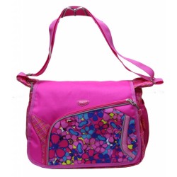 Geanta Umar DACO, Model Flori, 39x28x17 cm, Poliester, 2 Fermoare si Curea Reglabila, Mov/Roz, Genti Umar, Geanta Umar pentru Scoala, Genti pentru Scoala, Geanta Scoala Fete, Genti Scoala Adolescenti