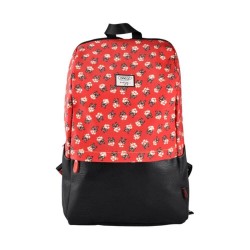 Ghiozdan DACO, 43x29x15 cm, Bretele Reglabile, Material Poliester/Piele Sintetica, Model Floral, Culoare Negru/Rosu, Ghiozdane pentru Fete, Ghiozdane pentru Scoala, Ghiozdan de Scoala, Ghiozdan pentru Copii, Ghiozdan Scolar, Ghiozdane Scolare