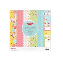 Hartie Decorativa DACO, Model Birdie Garden, 30x30 cm, 24 Coli/Top, 180 g/m², Multicolor, Hartie Colorata Decorativa, Bloc Hartie Decorativa, Modele Hartie Decorativa, Hartie Decorativ Speciala, Set Hartie cu Modele, Hartie Decorativa cu Model