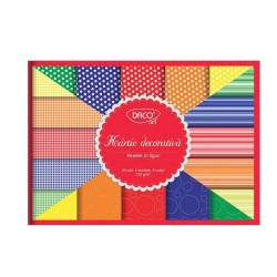 Hartie Decorativa DACO A4, Model Veselie, 20 Coli/Top, 120 g/m², 5 Culori, Hartie Colorata Decorativa, Bloc Hartie Decorativa, Modele Hartie Decorativa, Hartie Decorativ Speciala, Set Hartie cu Modele, Hartie Decorativa cu Model