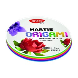 Hartie Rotunda Origami DACO, 15 cm,100 Coli/Top, Multicolor, 80 g/m², Hartie Origami Colorata, Hartie Rotunda pentru Origami, Coli pentru Origami, Produse de Hartie