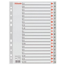 Index A4 Esselte, cu 20 Separatoare A-Z, Plastic, Gri, Index de Plastic cu Separatoare A Z, Index de Plastic cu Separatoare Alfabet, Index de la A la Z cu Separatoare, Index Arhiva, Index Dosar, Index Caiet Mecanic, Index Organizare