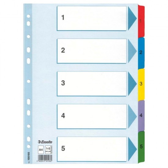Index A4 Esselte Mylar, Carton, cu 5 Separatoare, Index cu Separatoare Colorate, Index cu 5 Separatoare Colorate, Index de Carton cu Separatoare, Index Arhiva, Index Dosar, Index Caiet Mecanic, Index Organizare
