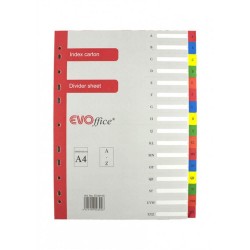 Index din Carton EVOffice, Format A4, Notat Alfabetic de la A la Z, Despartitoare din Carton, Indecsi Bibliorafturi - Separatoare din Carton Index din Carton EVOffice, Format A4, Notat Alfabetic de la A la Z, Despartitoare din Carton, Indecsi Bibliorafturi - Separatoare din Carton