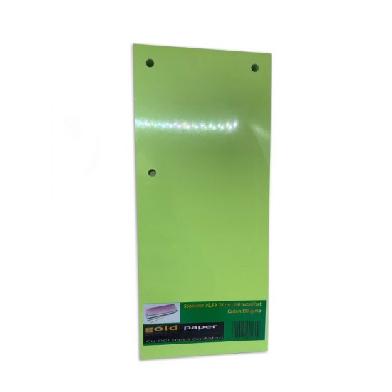 Separator din Carton, 10.5x5x24 cm, 100 File/Set, Verde, Separatoare pentru Dosar, Separatoare Bibliorafturi, Despartitoare din Carton