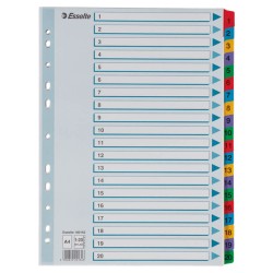 Separatoare Index din Carton Esselte Mylar, A4, Tip Index 1-20, Taste Laminate, Multicolor, Separator Index, Separatoare Carton Index, Separatoare Esselte, Separatoare Esselte Mylar, Separatoare Index Multicolor, Despartitoare din Carton 