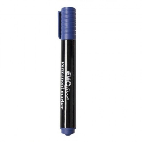 Marker Permanent EVOffice cu Varf Tesit, Culoarea Albastru - Instrumente de Scris