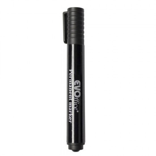 Marker Permanent EVOffice cu Varf Tesit, Culoarea Negru - Instrumente de Scris