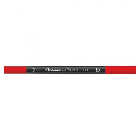 Pix Liner cu Doua Capete Daco Pensuliner, Varf Metalic 0.4 mm si Varf Tip Pensula, Visiniu, Pixuri Linere, Linere Daco, Pix cu Doua Capete, Pixuri Doua Capete, Liner Subtire, Liner 0.4 mm, Liner Visiniu, Pix Visiniu, Pixuri Visinii