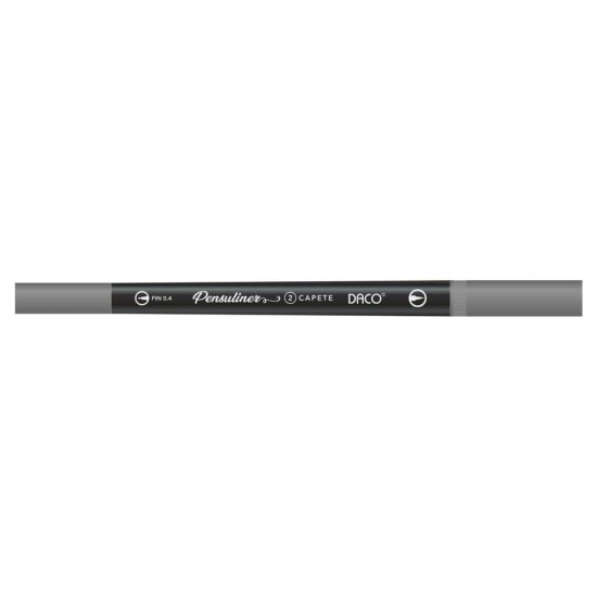 Pix Liner cu Doua Capete Daco Pensuliner, Varf Metalic 0.4 mm si Varf Tip Pensula, Gri, Pixuri Linere, Linere Daco, Pix cu Doua Capete, Pixuri Doua Capete, Liner Subtire, Liner 0.4 mm, Liner Gri, Pix Gri, Pixuri Gri