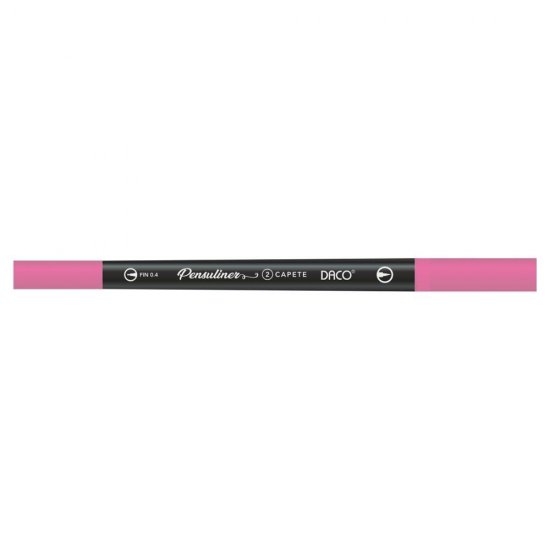 Pix Liner cu Doua Capete Daco Pensuliner, Varf Metalic 0.4 mm si Varf Tip Pensula, Roz, Pixuri Linere, Linere Daco, Pix cu Doua Capete, Pixuri Doua Capete, Liner Subtire, Liner 0.4 mm, Liner Roz, Pix Roz, Pixuri Roz