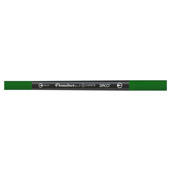 Pix Liner cu Doua Capete Daco Pensuliner, Varf Metalic 0.4 mm si Varf Tip Pensula, Verde Inchis, Pixuri Linere, Linere Daco, Pix cu Doua Capete, Pixuri Doua Capete, Liner Subtire, Liner 0.4 mm, Liner Verde, Pix Verde, Pixuri Verzi