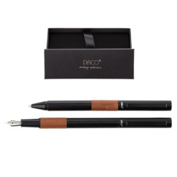 Set de Pix si Stilou DACO cu Penita Iridium Tip F, Pix cu Mina Tip Parker 1 mm, Culoare Corp Negru, Stilou cu Pix, Stilou DACO, Pix DACO, Pix cu Mina Parker