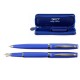 Set de Pix si Stilou DACO cu Penita Iridium Tip F, Pix cu Mina Tip Parker 1 mm, Culoare Corp Albastru Mat, Stilou cu Pix, Stilou DACO, Pix DACO, Pix cu Mina Parker