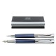 Set de Pix si Stilou DACO cu Penita Iridium Tip F, Pix cu Mina Tip Parker 1 mm, Culoare Corp Albastru cu Argintiu, Stilou cu Pix, Stilou DACO, Pix DACO, Pix cu Mina Parker