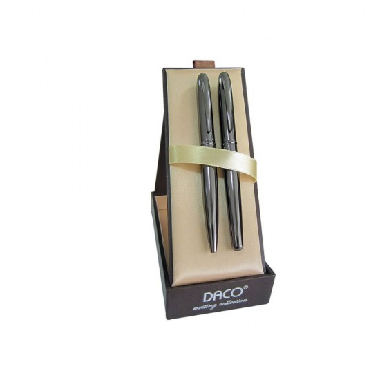 Set de Pix si Stilou DACO, Corp Metalic Gri Inchis, Penita Iridium Tip M, Mina Pix Tip Parker, Set Pix si Stilou, Pachet Pix si Stilou, Set Instrumente de Scris, Set Instrumente de Scris Premium, Stilou Premium
