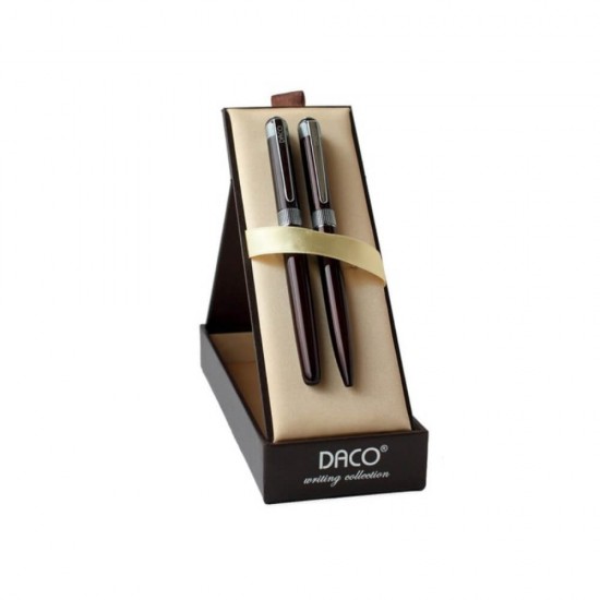 Set de Pix si Stilou DACO, Corp Metalic Visiniu, Penita Iridium Tip M, Mina Pix Tip Parker, Decoratiuni Argintii, Set Pix si Stilou, Pachet Pix si Stilou, Set Instrumente de Scris, Set Instrumente de Scris Premium, Stilou Premium