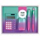 Set Cadou Milan Sunset: Ascutitoare Compact, Pix Compact cu Cerneala Albastra, Creion Mecanic Compact 0.7 mm, Calculator, 155x210x40 mm, Multicolor, Seturi Cadou, Set Pix Creion Mecanic si Calculator, Set Pix Creion Mecanic