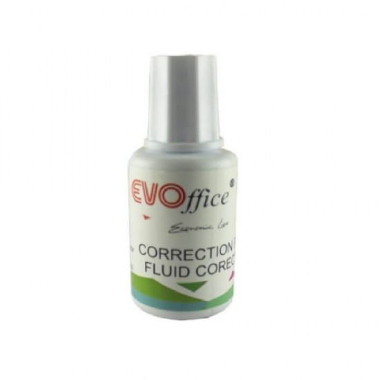 Fluid Corector EVOffice cu Pensula, Baza de Apa, 20 ml