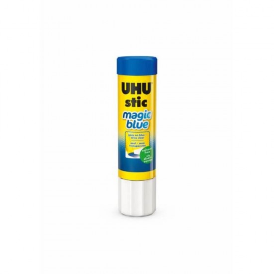 Lipici Solid pentru Hartie UHU Magic Blue Stic Adeziv, 8.2 g, Fara Solventi, Lipici pentru Uz Scolar, Lipici Solid Mic, Lipici Stick Solid, Lipici pentru Craft, Adeziv Solid cu Uscare Rapida, Lipici Solid Rezistent, Tub Lipici Solid, Baton Lipici Albastru