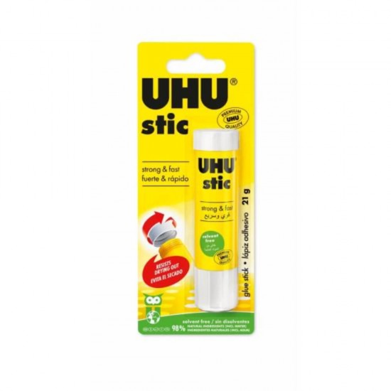 Lipici Solid Hartie UHU Stick Adeziv, 21g, Blister, Fara Solventi, Lipici pentru Uz Scolar, Lipici Scoala, Lipici Solid Mic, Lipici Stick Solid, Lipici pentru Craft, Lipici Solid cu Uscare Rapida, Lipici Solid Rezistent, Tub Lipici Solid