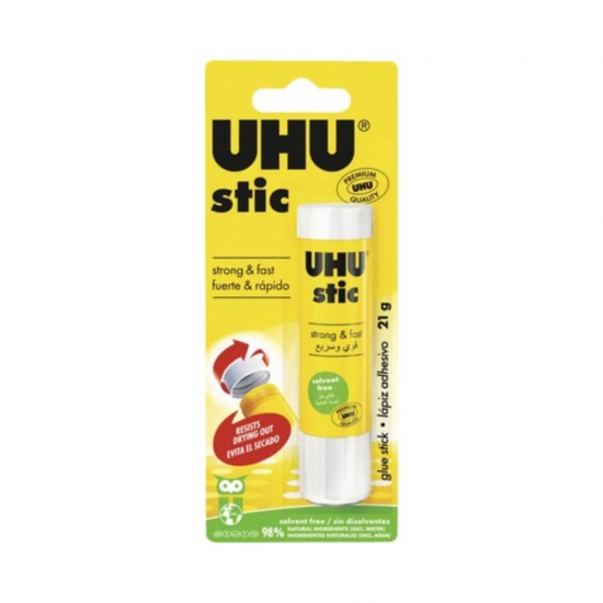 Lipici Solid Stick Hartie UHU, 8.2g, Blister, Fara Solventi, Lipici pentru Uz Scolar, Lipici Scoala, Lipici Solid Mic, Lipici pentru Hartie, Lipici pentru Craft, Lipici Solid cu Uscare Rapida, Lipici Solid Rezistent, Tub Lipici Solid