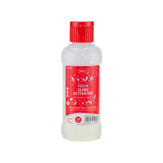 Lipici Lichid Activator Slime cu Bilute DACO, 118 ml, Incolor, Lipici Slime cu Bilute, Lipici Craft, Lipici cu Bilute pentru Craft, Lipici pentru Slime, Lipici Lichid Slime, Lipici Slime Daco, Lipici Lichid DACO, DACO Lipici cu Activator pentru Slime