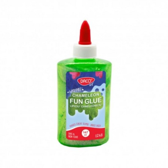 Lipici Lichid DACO, Model Lipiciu Cameloniciu, 147 ml, Diverse Culori, Lipici pentru Slime, Lipici Colorat pentru Slime, Lipici Lichid Slime, Lipici Slime Daco,  Lipici cu Sclipici, Lipici Lichid cu Sclipici, Lipici cu Sclipici pentru Slime