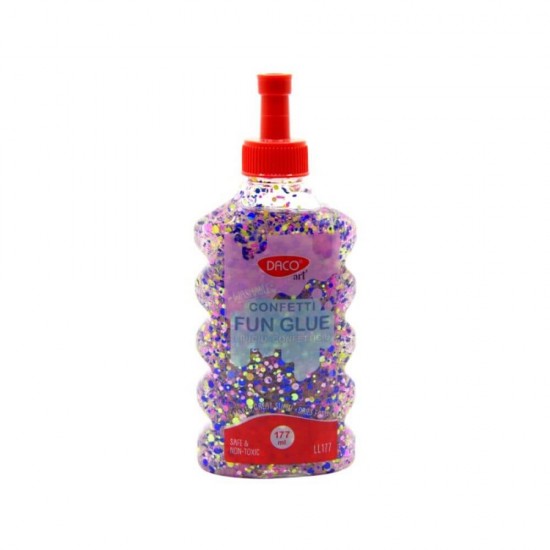 Lipici Lichid cu Confetti DACO, Model Lipiciu Confetticiu, 177 ml, Lipici cu Uscare Rapida, Lipici pentru Slime, Lipici Lichid Slime, Lipici Slime Daco, Lipici cu Sclipici, Lipici Lichid cu Sclipici, Lipici cu Sclipici pentru Slime