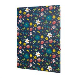 Mapa din Carton Milan Model Floral 33.5x25.5 cm, Multicolor, Prindere cu Elastic, Mape din Carton, Mape pentru Acte, Dosar Documente, Mapa cu Elastic, Mape Arhivare Documente, Mapa Carton cu Elastic, Dosar Mapa Carton