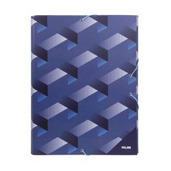 Mapa din Carton Milan Model Lines 33.5x25.5 cm, Albastra, Prindere cu Elastic, Mape din Carton, Mape pentru Acte, Dosar Documente, Mapa cu Elastic, Mape Arhivare Documente, Mapa Carton cu Elastic, Dosar Mapa Carton