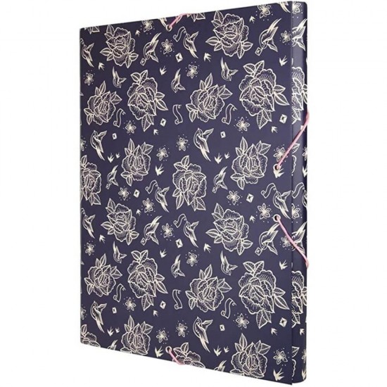 Mapa Carton MILAN, Model Flowers, 36x25x3 cm, Prindere cu Elastic, Multicolor, Mape din Carton, Mape pentru Acte, Dosar Documente, Mapa cu Elastic, Mapa Scolari, Mape Arhivare Documente, Mapa Carton cu Elastic, Dosar Mapa Carton