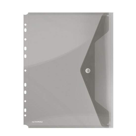 Set 4 Mape din Plastic DONAU A4 cu Capsa, 310x238 mm, Perforatii pentru Indosariere, Culoare Fumurie, Mapa pentru Documente, Mapa pentru Organizat, Mapa pentru Depozitat
