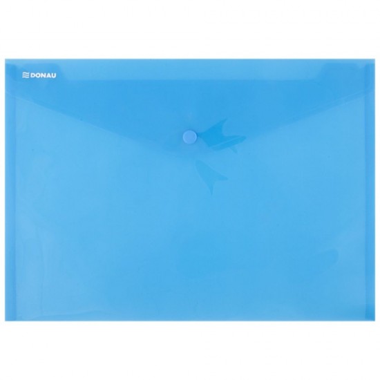 Set 12 Mape din Plastic A4 DONAU cu Capsa si Clapeta in V, 330x235 mm, Polipropilena 180 Mic, Culoare Albastra, Mapa pentru Documente, Mapa pentru Organizat, Mapa pentru Depozitat