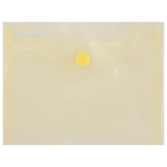 Set 10 Mape din Plastic A6 DONAU cu Capsa si Clapeta in V, 150x115 mm, Polipropilena 180 Mic, Culoare Galbena, Mapa pentru Documente, Mapa pentru Organizat, Mapa pentru Depozitat